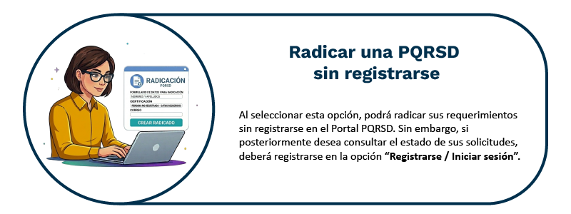 Opción para radicar su PQRS como ciudadano